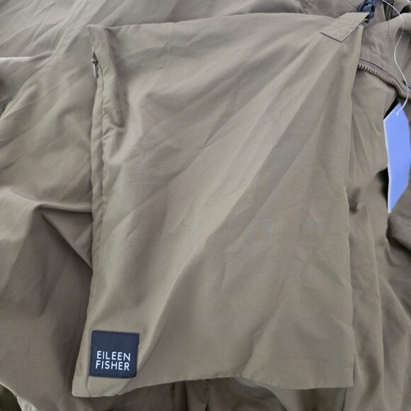 Eileen Fisher Water Resistant Packable Hooded Anorak Jacket + Pouch Olive L NWT - Picture 6 of 6